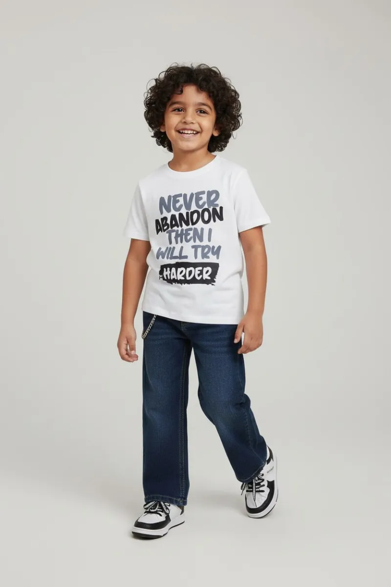T-shirt Message Motivant “Never Abandon” - Style Tendance | Tunisie