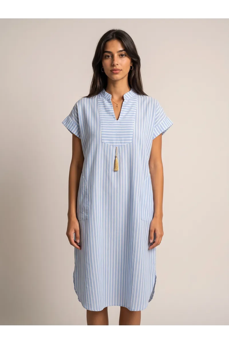 Jebba Femme Moderne à Rayures avec Poches | Mode Femme Tunisie
