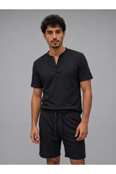 Ensemble Homme T-Shirt Col Boutonné & Short | Mode Homme Tunisie
