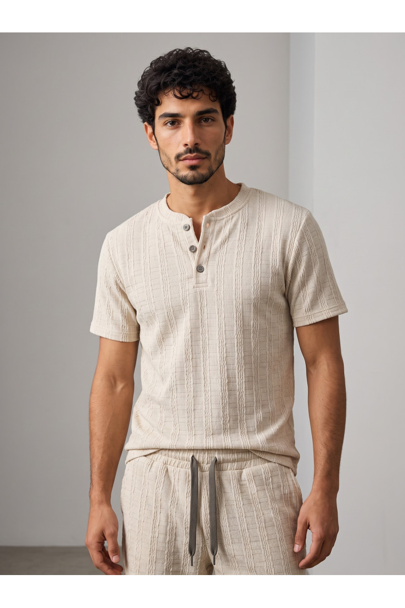 Ensemble Homme T-Shirt Col Boutonné & Short | Mode Homme Tunisie