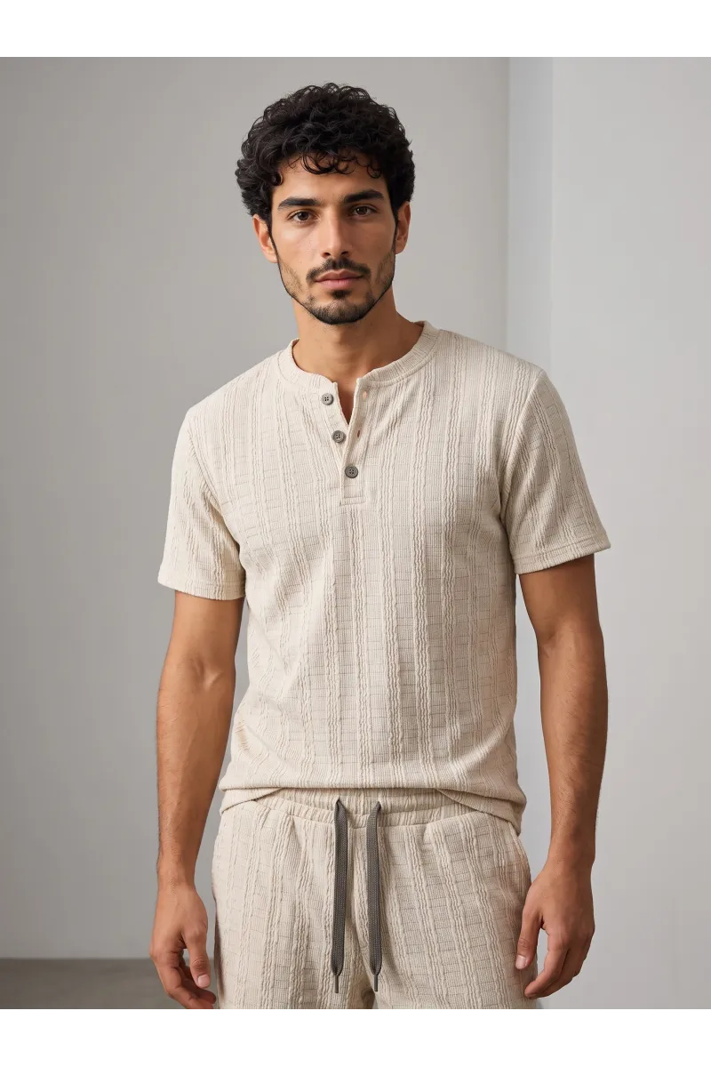 Ensemble Homme T-Shirt Col Boutonné & Short | Mode Homme Tunisie