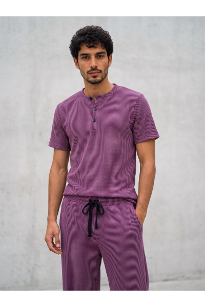 Ensemble Côtelé Homme T-shirt Henley & Pantacourt Confort | Tunisie