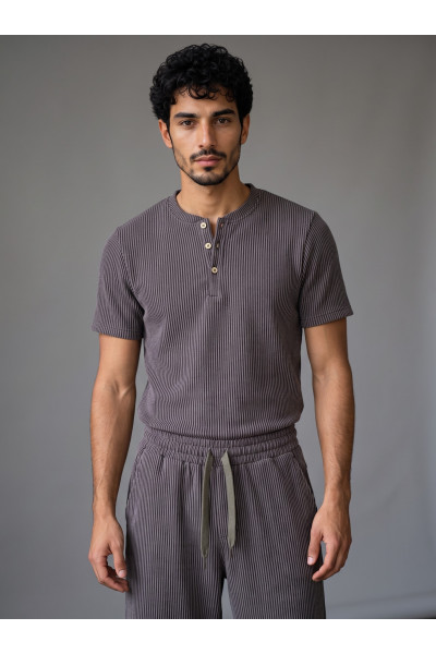 Ensemble Côtelé Homme T-shirt Henley & Pantacourt Confort | Tunisie