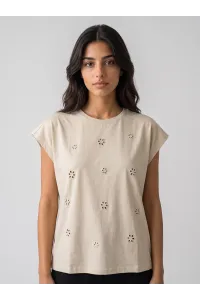 Haut Femme à Broderies Anglaises Ajourées & Col Rond | Tunisie
