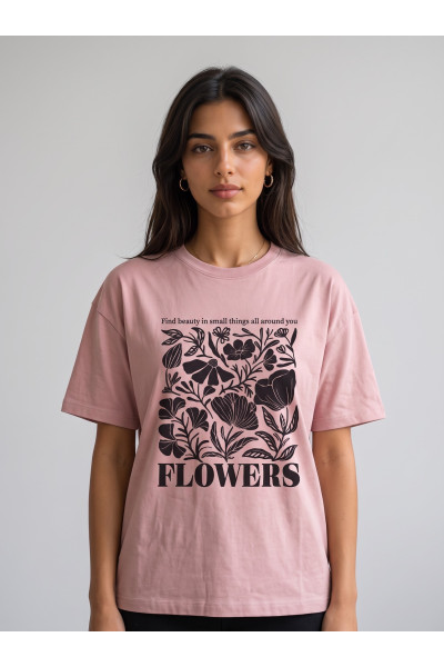 T-shirt Oversize Graphique Femme "Flowers" & Mantra | Tunisie