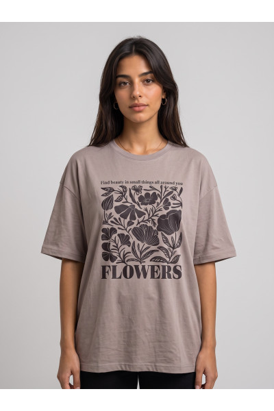 T-shirt Oversize Graphique Femme "Flowers" & Mantra | Tunisie