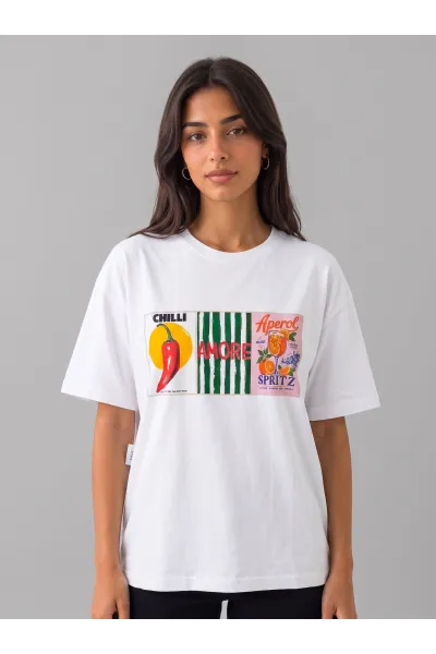 T-shirt Oversize Femme Imprimé "Chilli & Amore" | Tunisie