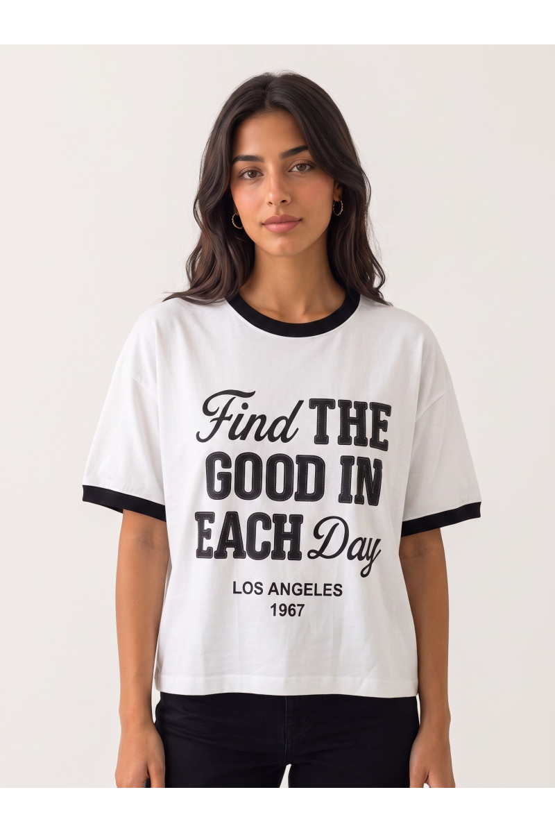 T-shirt Ringer Femme "Find The Good In Each Day" | Tunisie