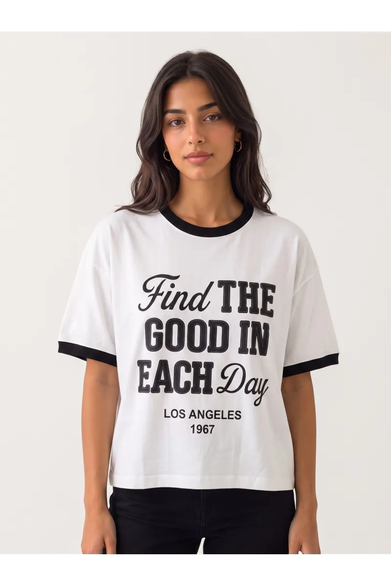 T-shirt Ringer Femme "Find The Good In Each Day" | Tunisie