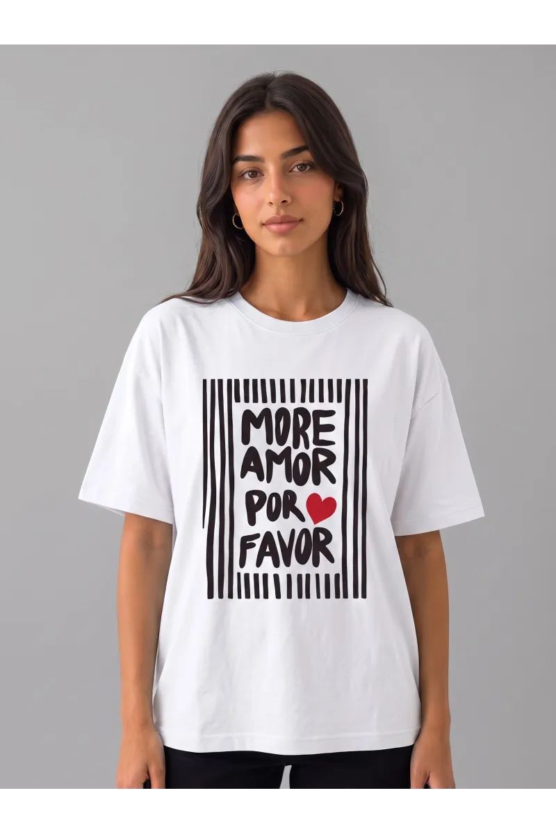 T-shirt Oversize Femme "More Amor Por Favor" | Tunisie
