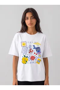 T-shirt Oversize Femme Imprimé "Italia Amalfi Capri" | Tunisie