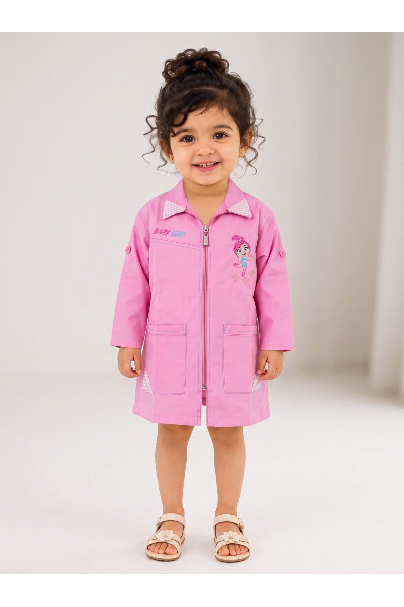 Tablier Garderie Fillette Zippé Vichy & Broderie | Tunisie