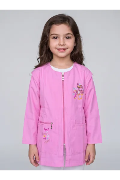 Tablier Fillette Zippé "Flamant Rose" 2-en-1 | Tunisie