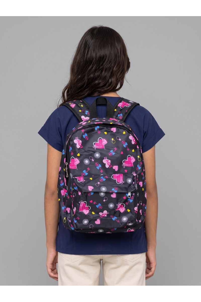 Sac à Dos Scolaire Fille Imprimé Fantaisie Cœurs | Tunisie