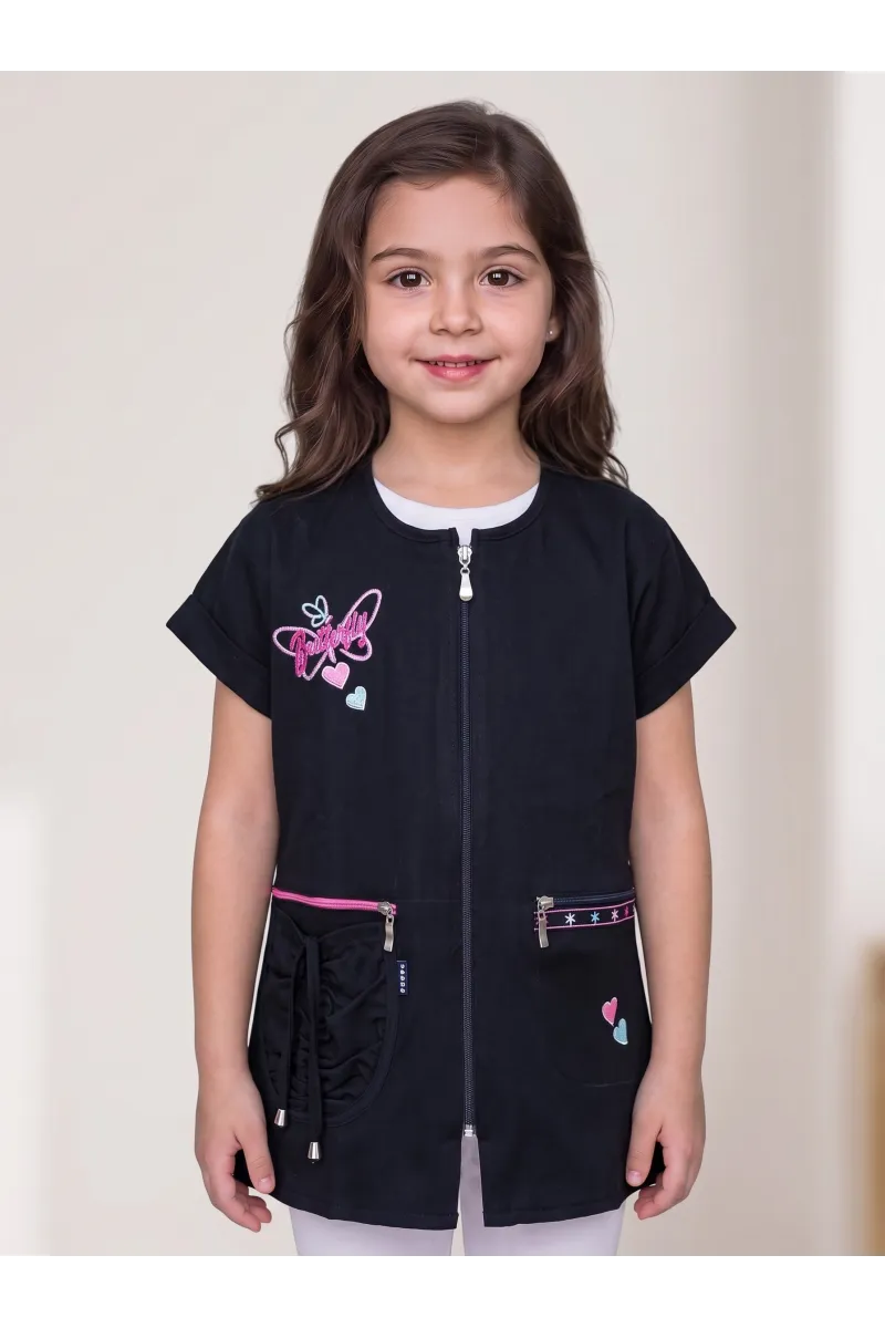 Tablier Scolaire Fillette "Butterfly" Zippé & Multi-Poches | Tunisie