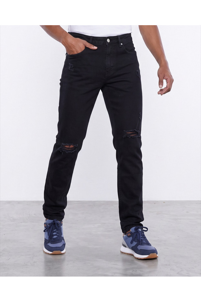 Jean Homme Coupe Slim à Déchirures Genoux & Style Ripped | Tunisie