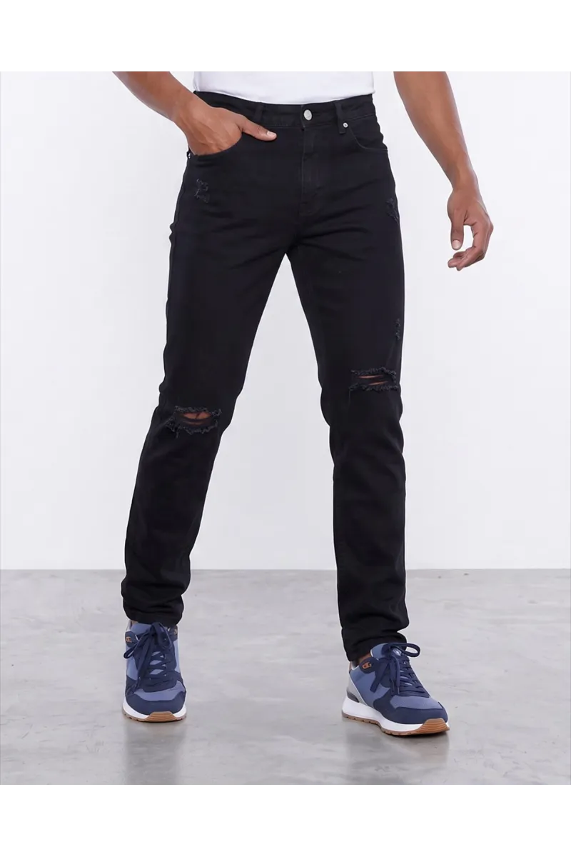 Jean Homme Coupe Slim à Déchirures Genoux & Style Ripped | Tunisie
