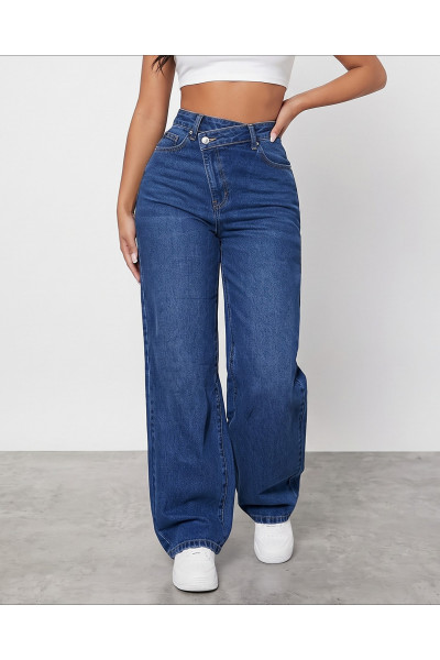 Jean Femme Wide Leg à Ceinture Croisée Asymétrique | Tunisie