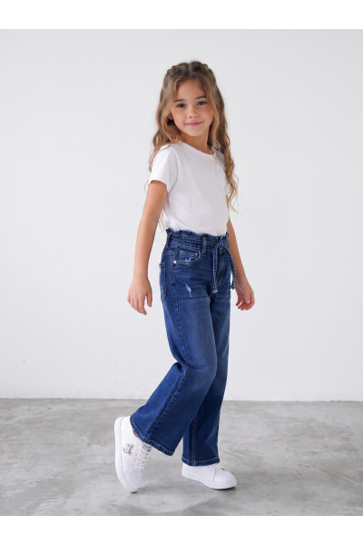 Jean Fille Taille Haute Paperbag avec Ceinture à Nouer | Tunisie