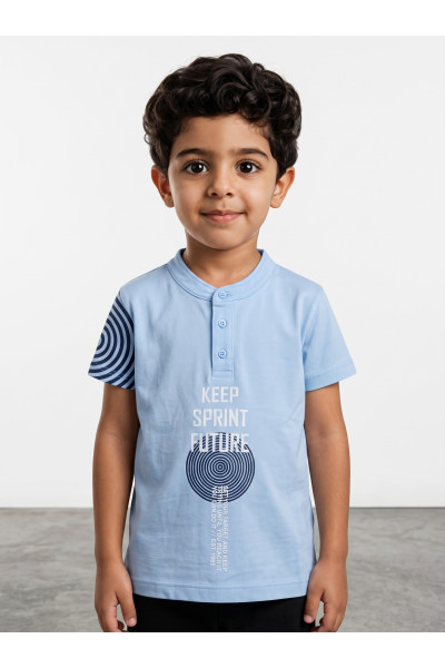 T-Shirt Garçon Col Mao Style Polo "Keep Sprint Future" | Tunisie