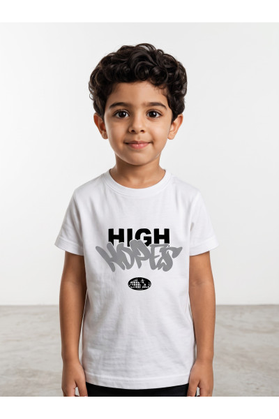 T-Shirt Garçon Col Rond Streetwear Imprimé "High Hopes" | Tunisie