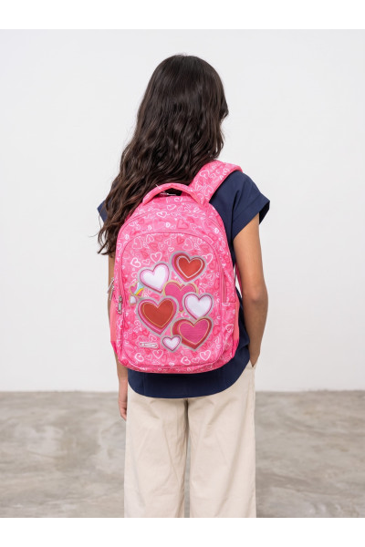 Sac à Dos Scolaire Fille Imprimé Cœurs "Totto" | Tunisie