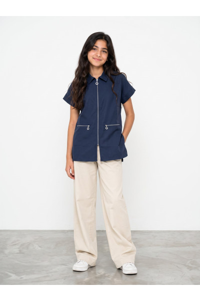 Tablier Scolaire Fillette Modulable 2-en-1 (Col Chemise & Manches Détachables)