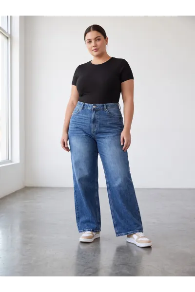 Jean Large Grande Taille Femme | Coupe Wide Leg & Taille Haute Tunisie