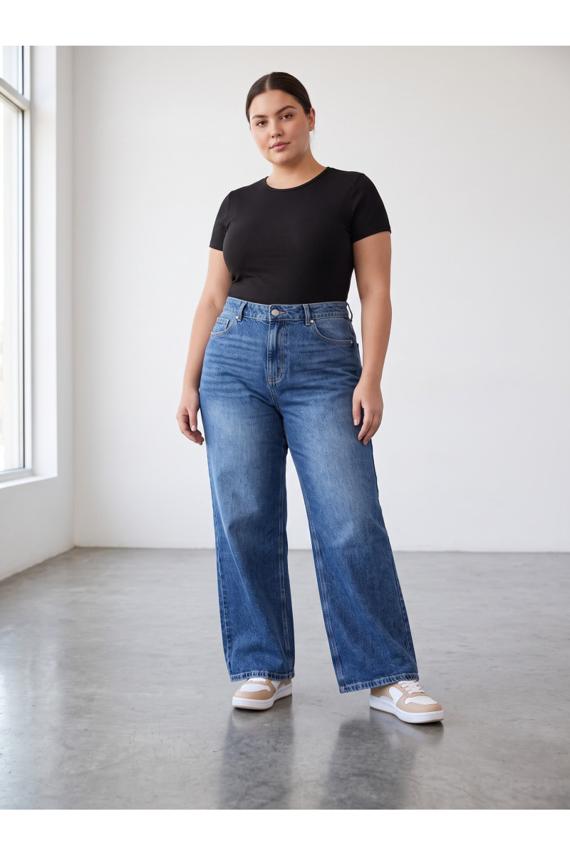 Jean Large Grande Taille Femme | Coupe Wide Leg & Taille Haute Tunisie