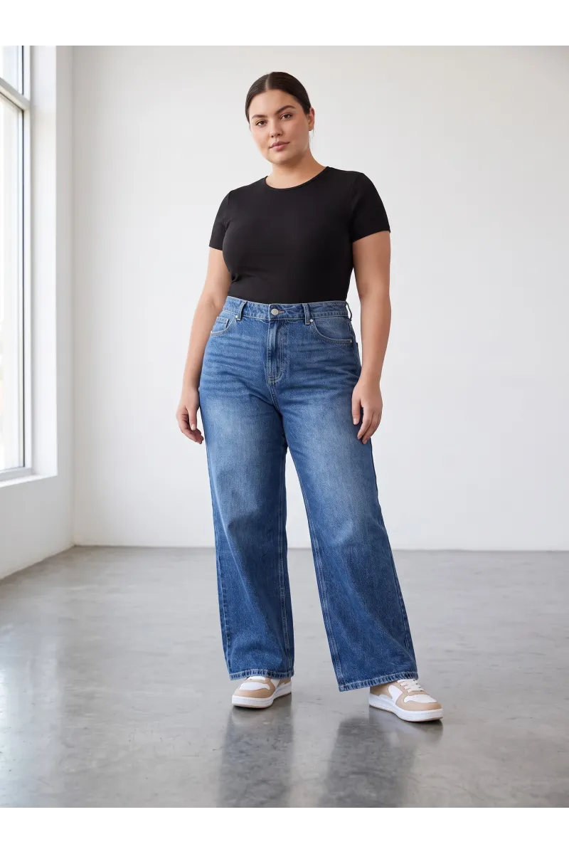 Jean Large Grande Taille Femme | Coupe Wide Leg & Taille Haute Tunisie