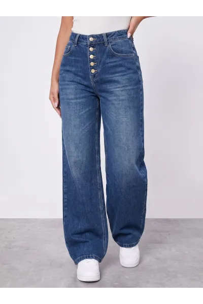 Jean Large Femme Boutonné Devant | Coupe Wide Leg Tunisie