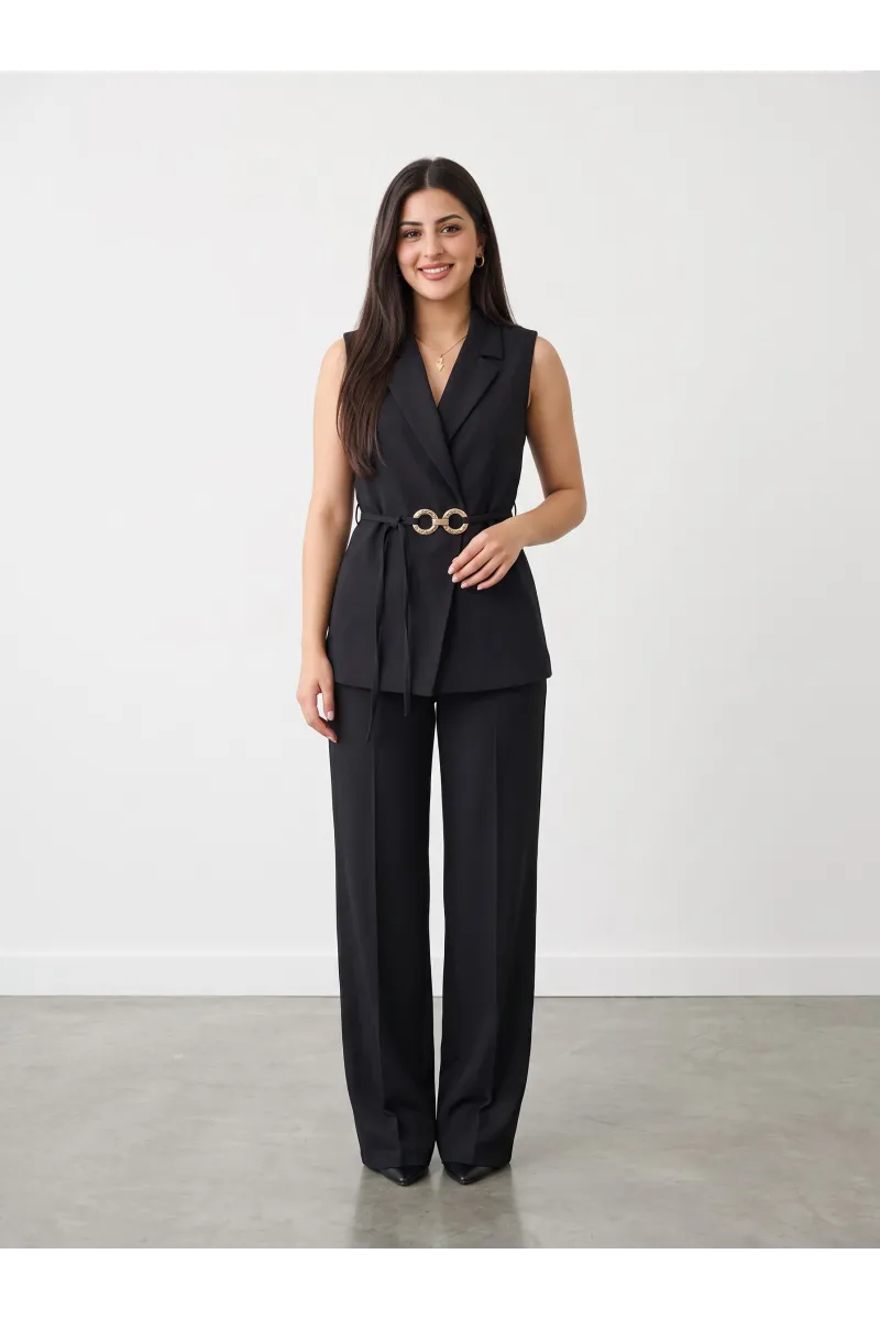 Ensemble Tailleur Femme Sans Manches & Pantalon Large | Chic & Élégant Tunisie