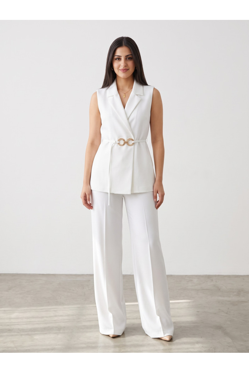Ensemble Tailleur Femme Sans Manches & Pantalon Large | Chic & Élégant Tunisie