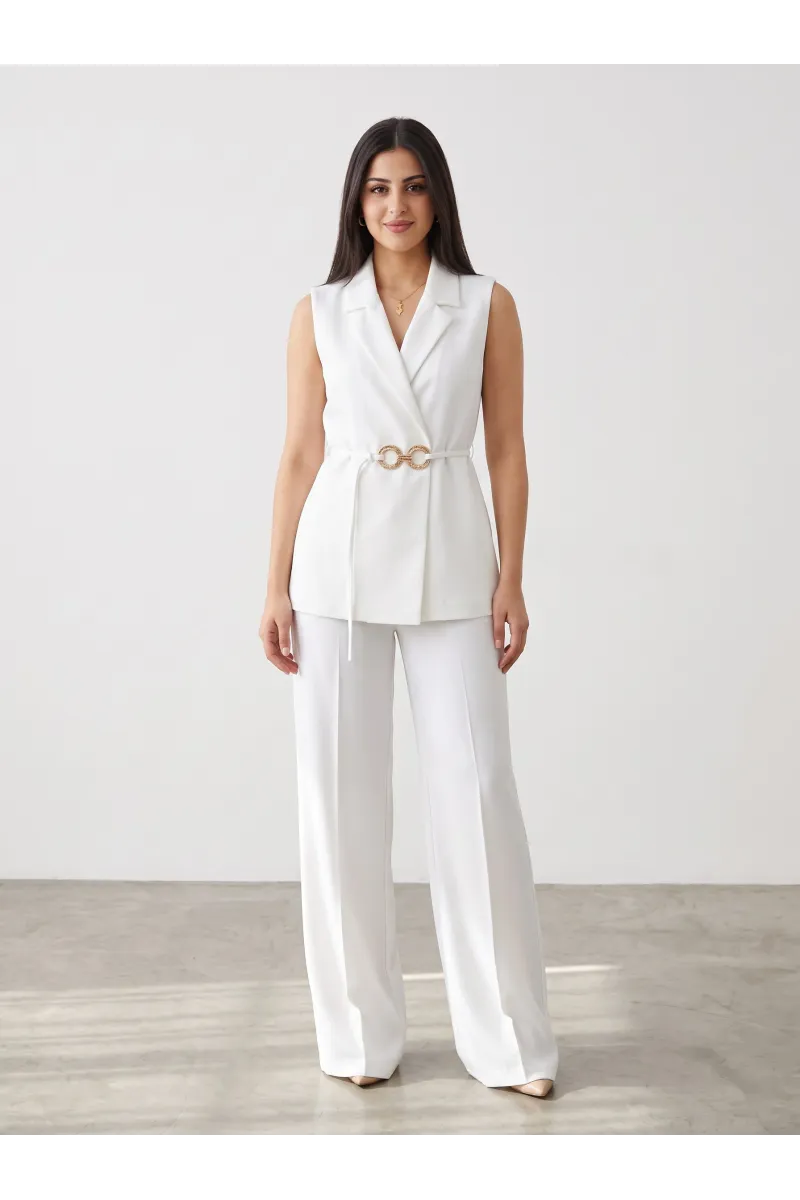 Ensemble Tailleur Femme Sans Manches & Pantalon Large | Chic & Élégant Tunisie