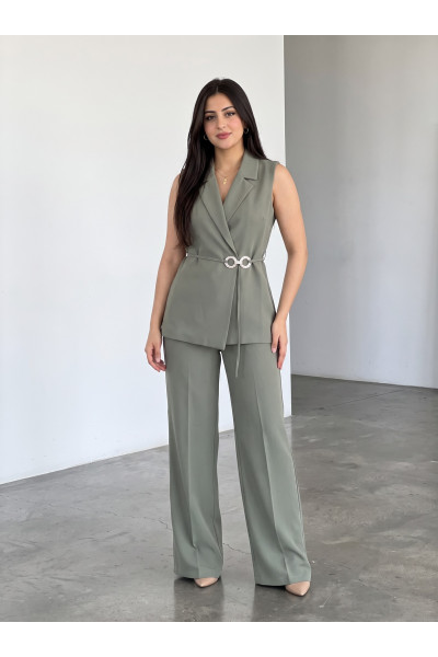 Ensemble Tailleur Femme Sans Manches & Pantalon Large | Chic & Élégant Tunisie