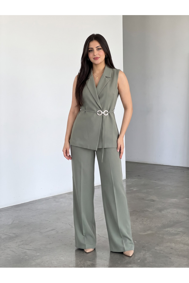 Ensemble Tailleur Femme Sans Manches & Pantalon Large | Chic & Élégant Tunisie