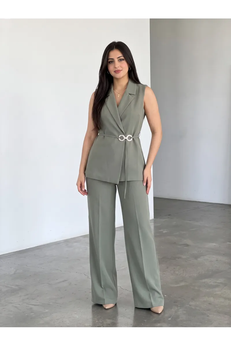 Ensemble Tailleur Femme Sans Manches & Pantalon Large | Chic & Élégant Tunisie