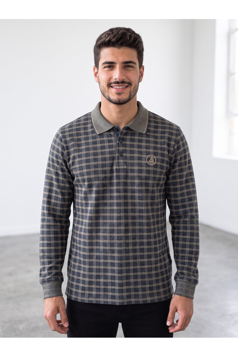 Pull Homme Col Chemise à Carreaux | Style Casual Chic Tunisie