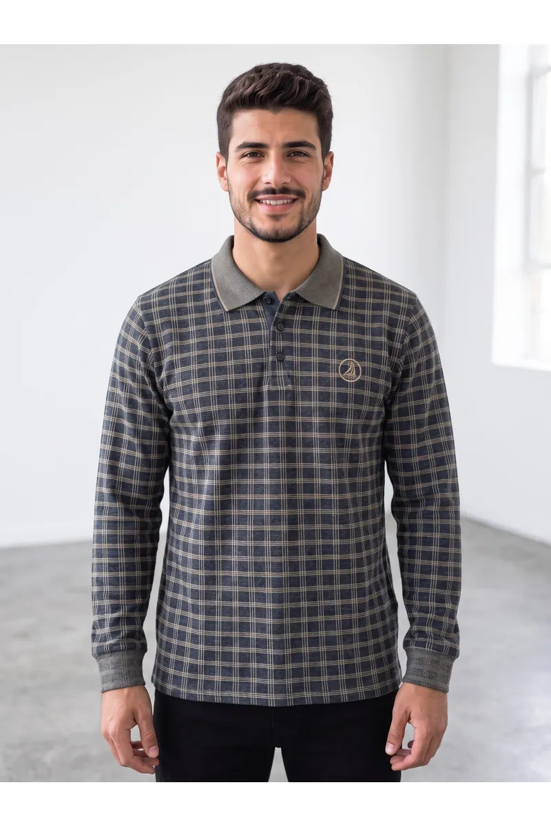 Pull Homme Col Chemise à Carreaux | Style Casual Chic Tunisie