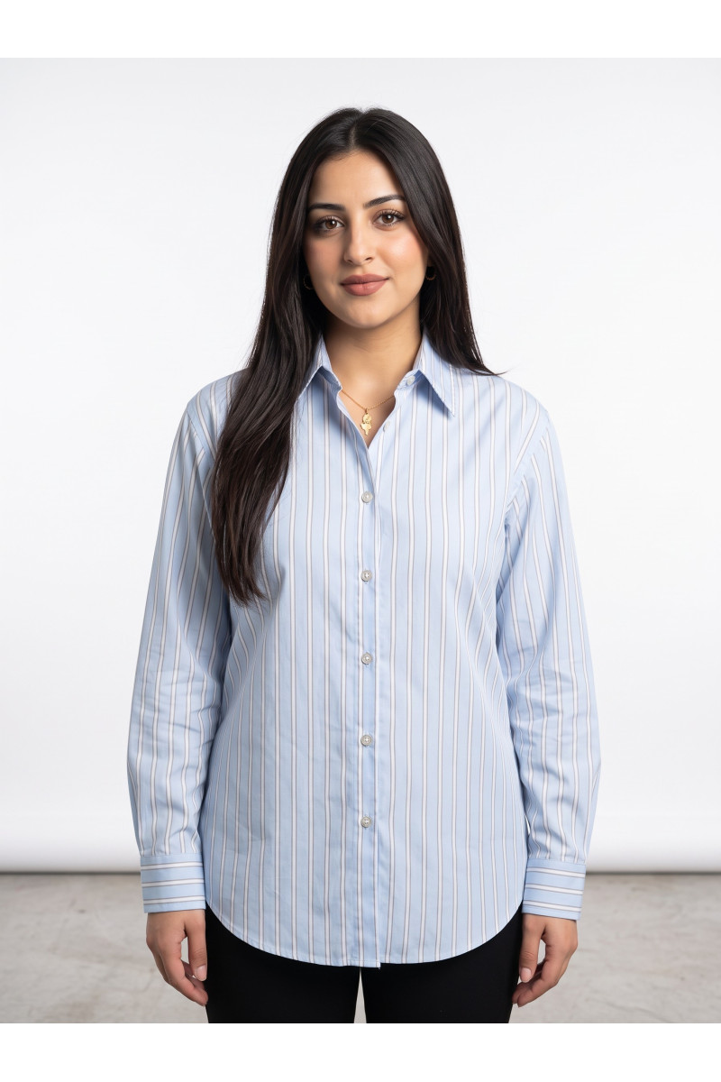 Chemise Femme Classique à Rayures Verticales | Style Chic Tunisie