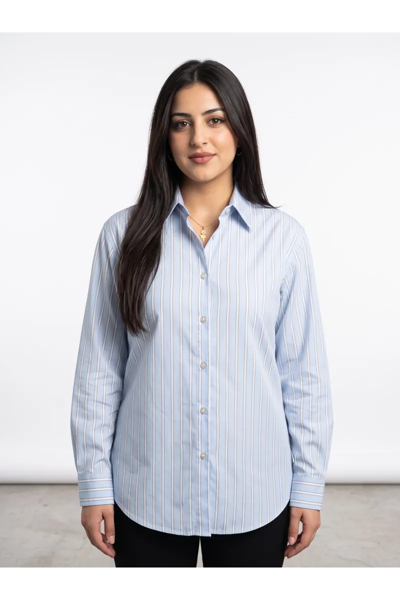 Chemise Femme Classique à Rayures Verticales | Style Chic Tunisie