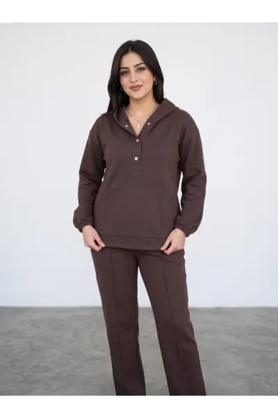 Ensemble Jogging Capuche et Boutons Femme | Mode Sportswear Tunisie
