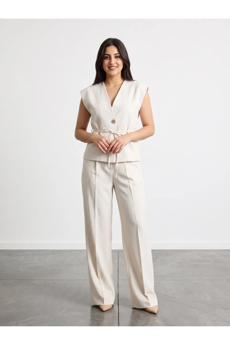 Ensemble blazer  Sans Manches et Pantalon Large Femme | Tunisie
