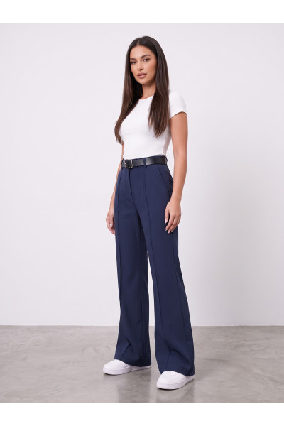 Pantalon Large Taille Haute avec Ceinture Femme | Mode Tunisie