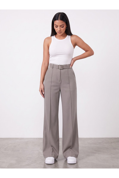 Pantalon Large Taille Haute avec Ceinture Femme | Mode Tunisie