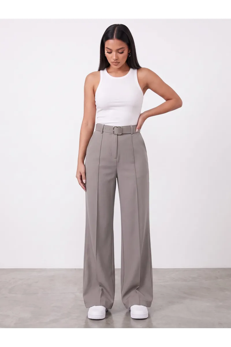 Pantalon Large Taille Haute avec Ceinture Femme | Mode Tunisie