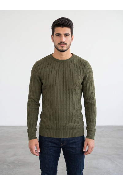 Pull en Maille Torsadée Col Rond homme | Mode Homme Tunisie