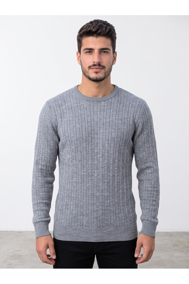 Pull en Maille Torsadée Col Rond homme | Mode Homme Tunisie