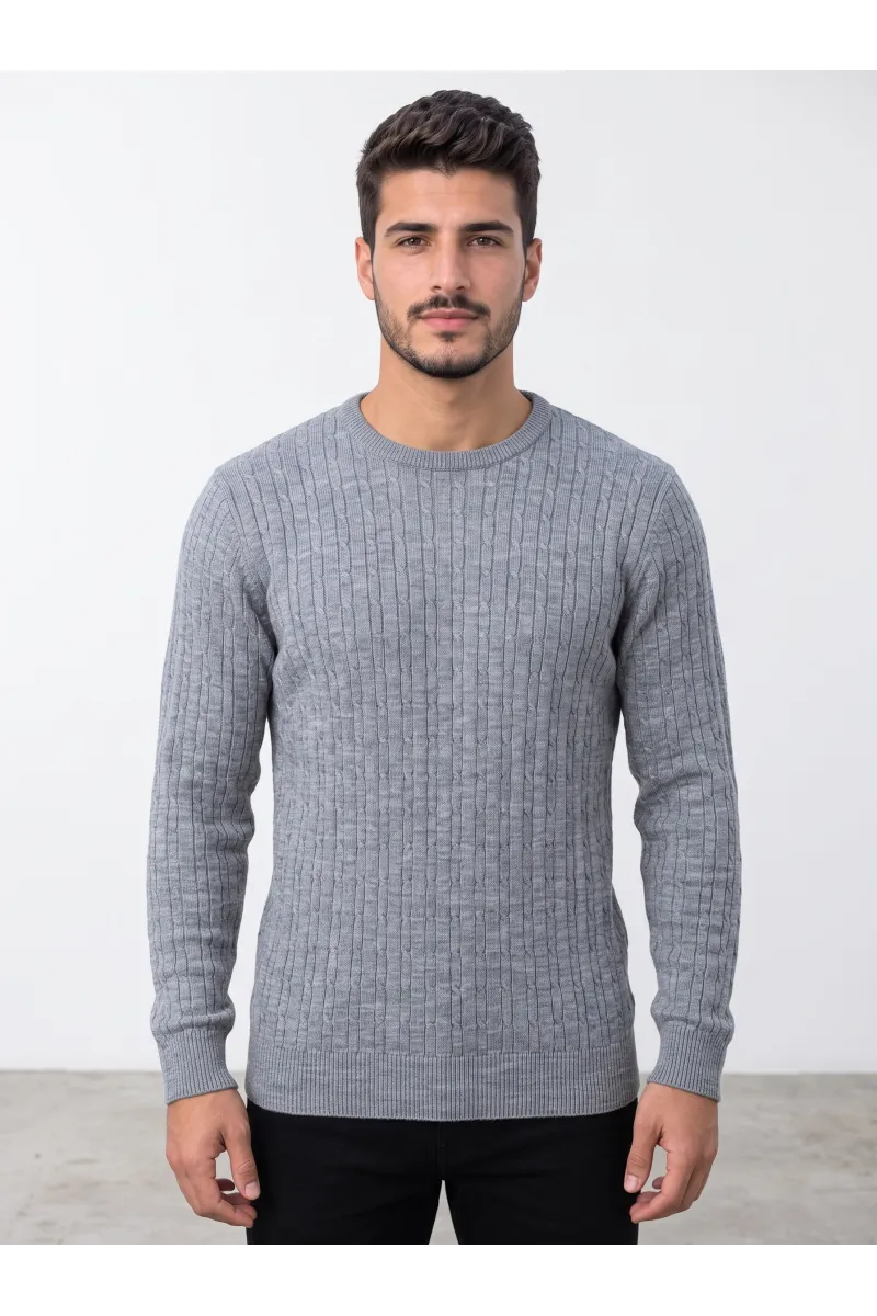 Pull en Maille Torsadée Col Rond homme | Mode Homme Tunisie