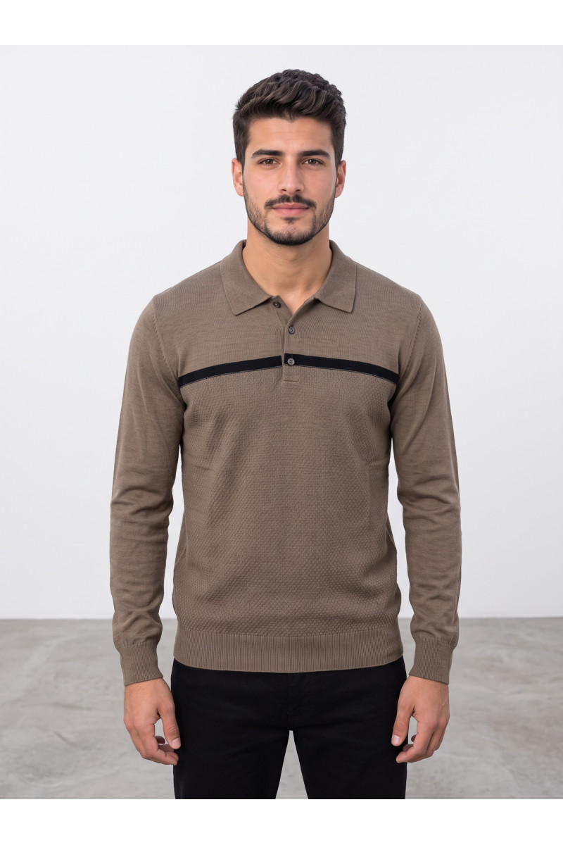 Polo Pull en Maille Manches Longues Homme | Mode Homme Tunisie